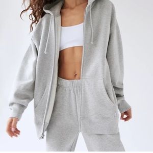 TNA cozy fleece boyfriend zip up hoodie